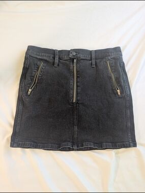 Madewell Black Denim Mini Skirt with Front Zipper